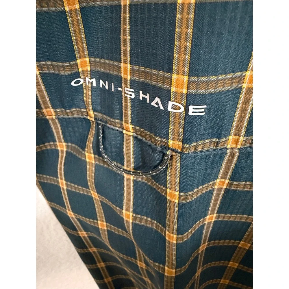 Columbia Mens 3X Omni-Shade Plaid Fishing Shirt Long Sleeve Teal Orange AS1282 - Picture 5 of 7